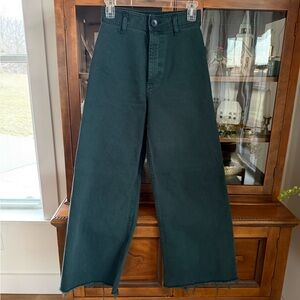 Zara Dark Green Wide-Leg Chinos